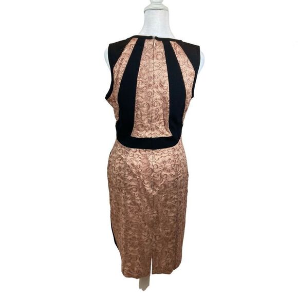 Ivanka Trump Metallic Lace Color Block Sheath‎ Dress Peach Blossom Size 10 - Picture 10 of 15